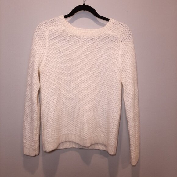 ANN TAYLOR Loft Mohair Blend Raglan Cut Sweater Fuzzy Semi Sheer Open Knit - Picture 9 of 12